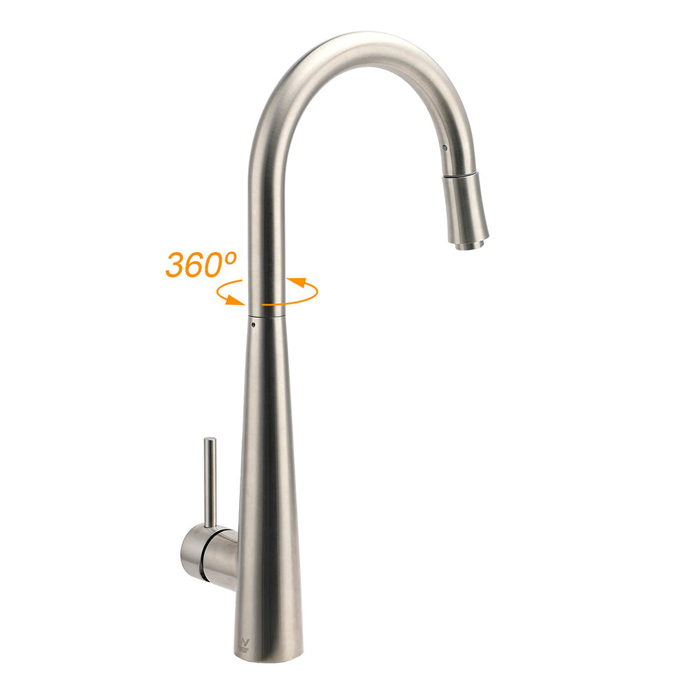 Shower Heads & Screens: Brushed Nickel Silver Round Pull Out Kitchen Sink Tap Mixer Faucet Spout Outlet
