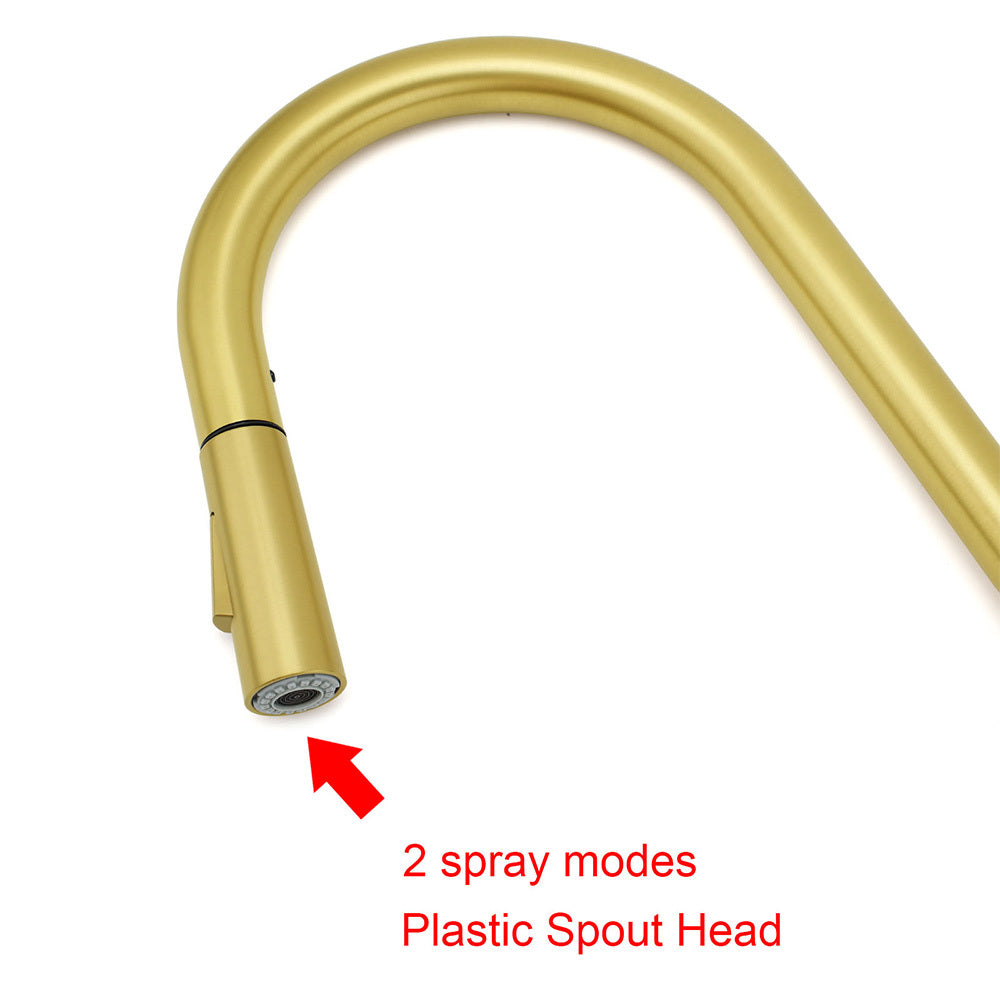 WELS Brushed Gold Pull Out Kitchen Sink Tap Basin Mixer Faucet 2 Modes Spout Set