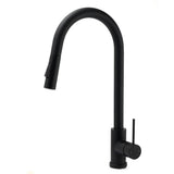 Shower Heads & Screens: Matt Black Round Pull Out Down Kitchen Sink Tap Laundry Basin Mixer 2 Way Spout