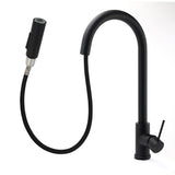Shower Heads & Screens: Matt Black Round Pull Out Down Kitchen Sink Tap Laundry Basin Mixer 2 Way Spout