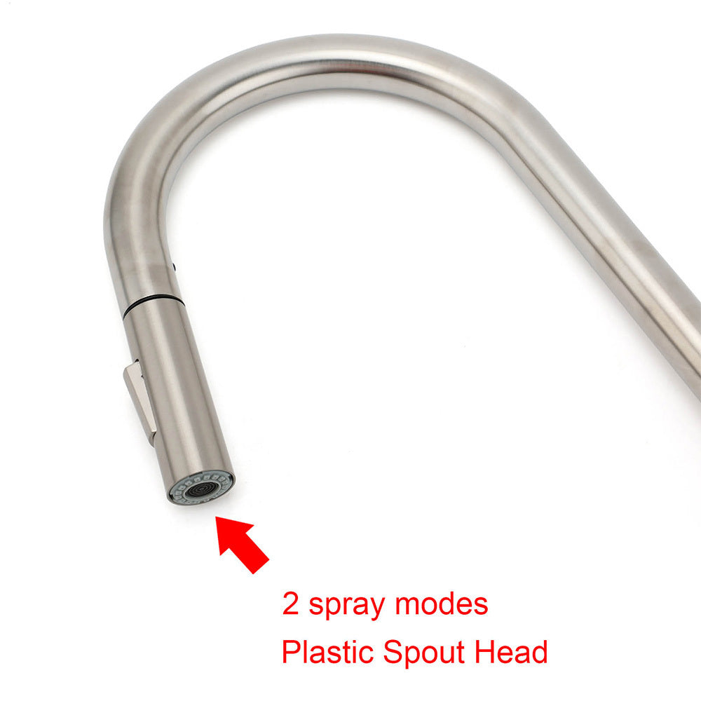 Brushed Nickel 2 Way Spray Kitchen Mixer Tap Pull Out Sink Laundry Swivel Faucet
