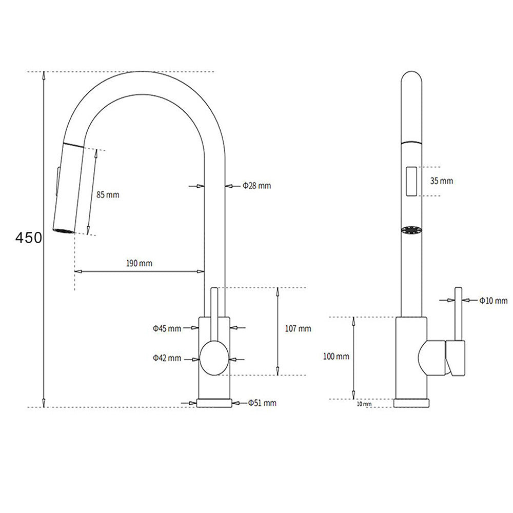 Brushed Nickel 2 Way Spray Kitchen Mixer Tap Pull Out Sink Laundry Swivel Faucet