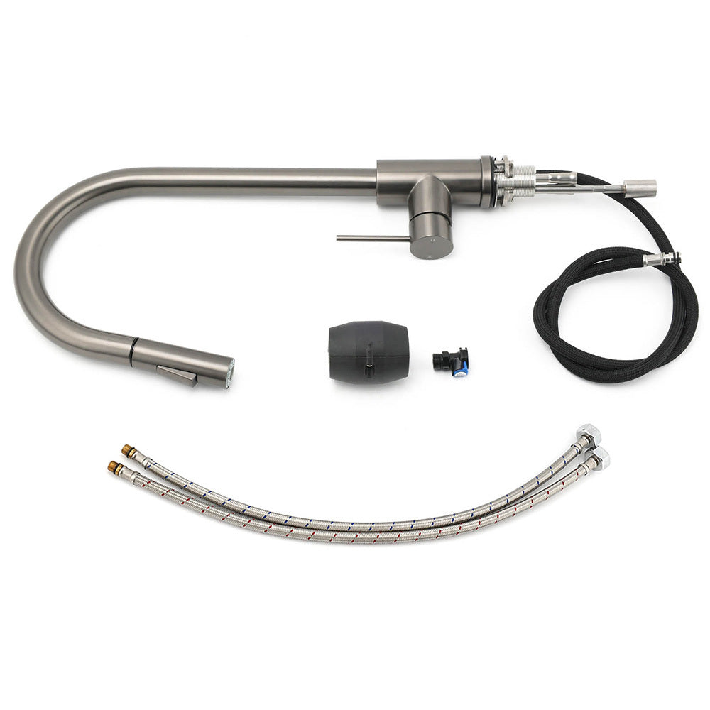 Shower Heads & Screens: WELS Gun Metal Pull Out Kitchen Sink Tap Basin Mixer Faucet Flexible 2 Way Spout
