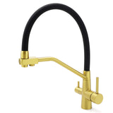 Shower Heads & Screens: WELS Brushed Gold 3-Way Pure Drink Water Kitchen Mixer Sink Tap Pull Out Spout