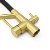 Shower Heads & Screens: WELS Brushed Gold 3-Way Pure Drink Water Kitchen Mixer Sink Tap Pull Out Spout