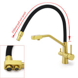 Shower Heads & Screens: WELS Brushed Gold 3-Way Pure Drink Water Kitchen Mixer Sink Tap Pull Out Spout