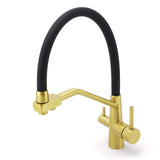 Shower Heads & Screens: WELS Brushed Gold 3-Way Pure Drink Water Kitchen Mixer Sink Tap Pull Out Spout