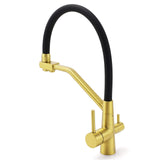 Shower Heads & Screens: WELS Brushed Gold 3-Way Pure Drink Water Kitchen Mixer Sink Tap Pull Out Spout