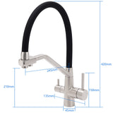 Tap & Sink Accessories: Brushed Nickel 3 Way Pull Down Kitchen Mixer Pure Drinking Water Sink Tap Spout