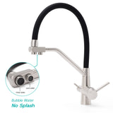 Tap & Sink Accessories: Brushed Nickel 3 Way Pull Down Kitchen Mixer Pure Drinking Water Sink Tap Spout