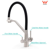 Tap & Sink Accessories: Brushed Nickel 3 Way Pull Down Kitchen Mixer Pure Drinking Water Sink Tap Spout