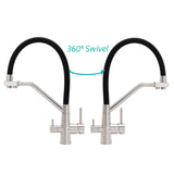 Tap & Sink Accessories: Brushed Nickel 3 Way Pull Down Kitchen Mixer Pure Drinking Water Sink Tap Spout