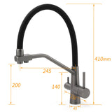Shower Heads & Screens: NEW Gun Metal Grey 3-Way Drink Pure Water Kitchen Mixer Pull Out Spout Sink Tap