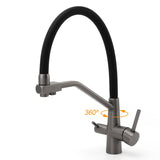 Shower Heads & Screens: NEW Gun Metal Grey 3-Way Drink Pure Water Kitchen Mixer Pull Out Spout Sink Tap