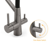 Shower Heads & Screens: NEW Gun Metal Grey 3-Way Drink Pure Water Kitchen Mixer Pull Out Spout Sink Tap