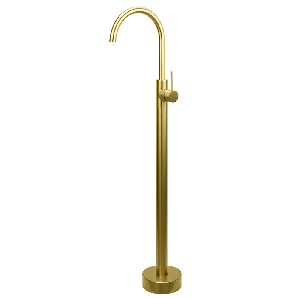 Shower Heads & Screens: Brushed Gold Bath Tub Mixer Tap Free Standing Faucet Filler Spout Hot Cold Water