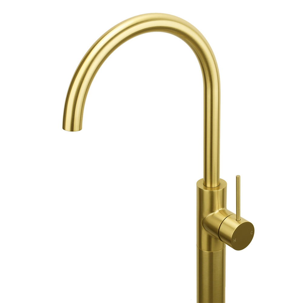 Shower Heads & Screens: Brushed Gold Bath Tub Mixer Tap Free Standing Faucet Filler Spout Hot Cold Water