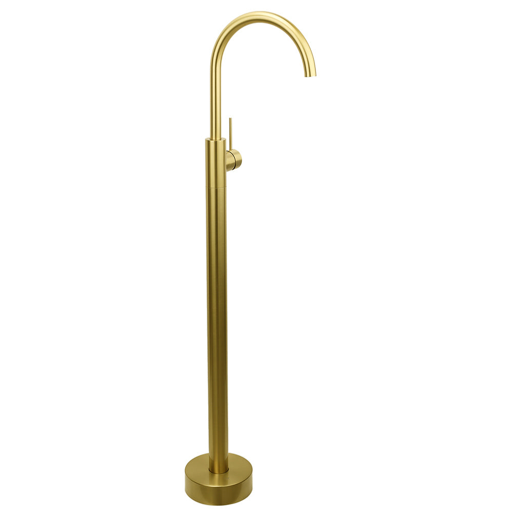 Shower Heads & Screens: Brushed Gold Bath Tub Mixer Tap Free Standing Faucet Filler Spout Hot Cold Water