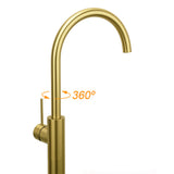 Shower Heads & Screens: Brushed Gold Bath Tub Mixer Tap Free Standing Faucet Filler Spout Hot Cold Water