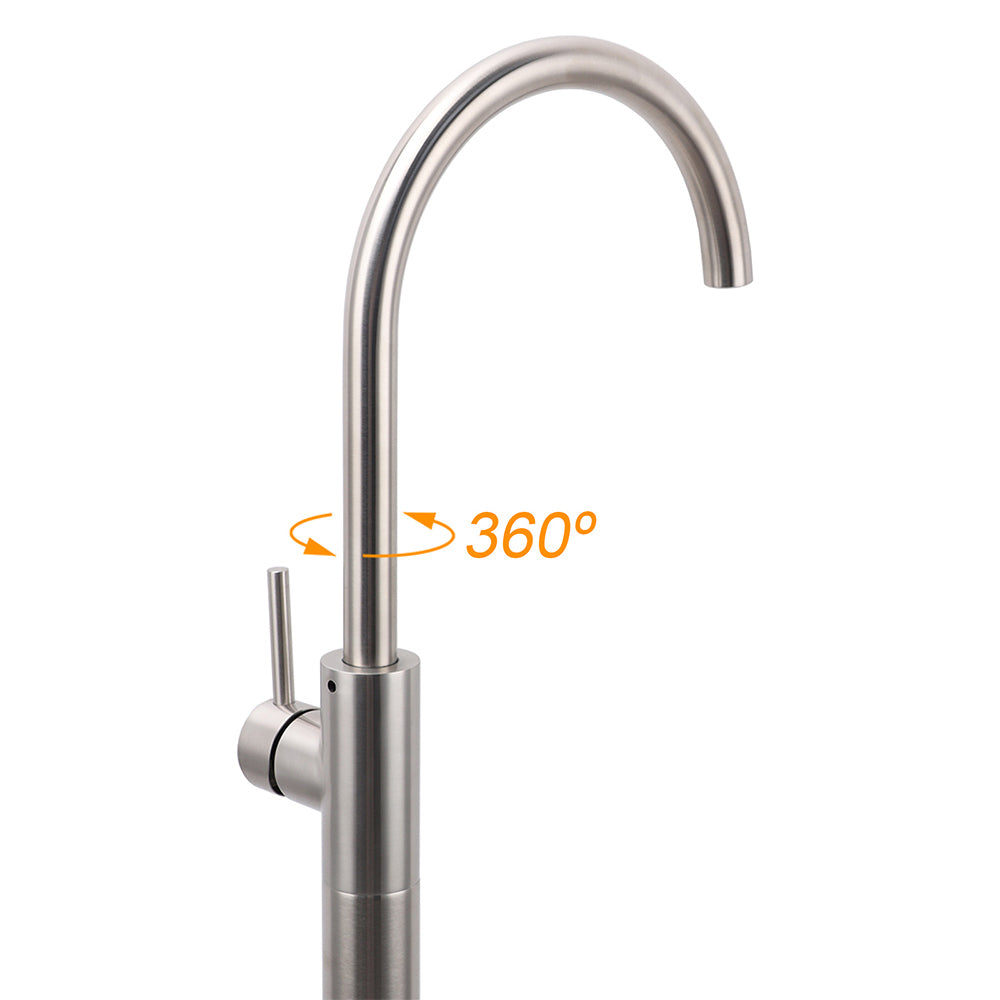 Shower Heads & Screens: Brushed Nickel Stainless Steel Bathtub Tap Free Standing Faucet Filler Spout Set
