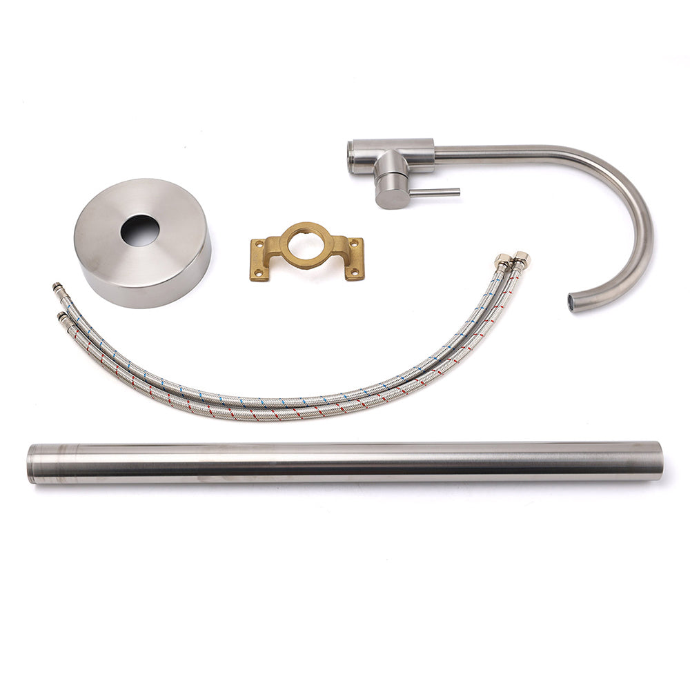 Shower Heads & Screens: Brushed Nickel Stainless Steel Bathtub Tap Free Standing Faucet Filler Spout Set