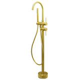 Shower Heads & Screens: WELS Brushed Gold Bath Tub Mixer Tap Free Standing Faucet Spout Handheld Shower