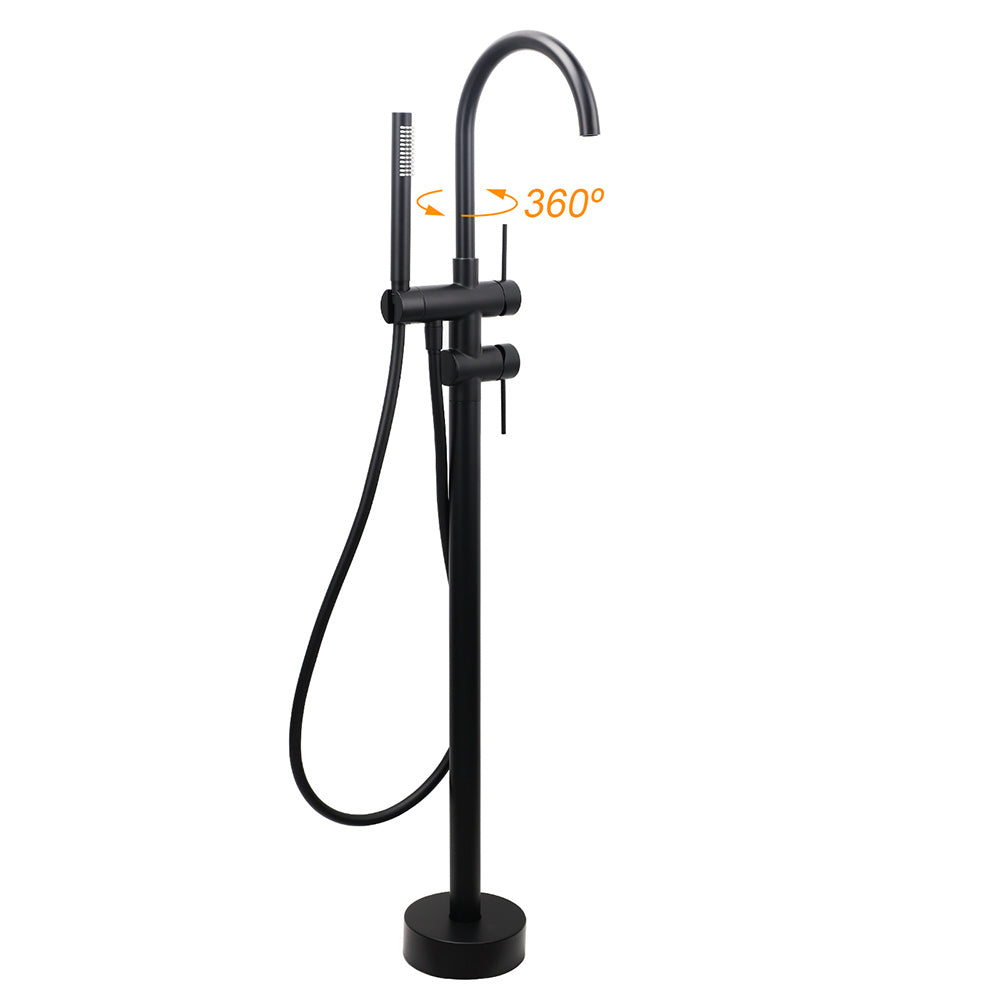 Shower Heads & Screens: WELS Matt Black Bathtub Filler Free Standing Mixer Faucet Tap Spout HandHeld Set