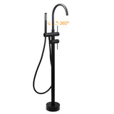 Shower Heads & Screens: WELS Matt Black Bathtub Filler Free Standing Mixer Faucet Tap Spout HandHeld Set