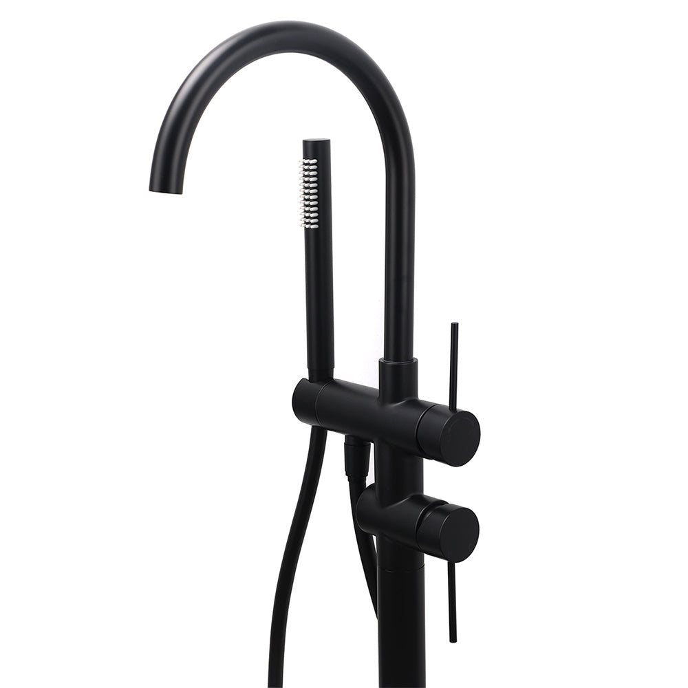 Shower Heads & Screens: WELS Matt Black Bathtub Filler Free Standing Mixer Faucet Tap Spout HandHeld Set