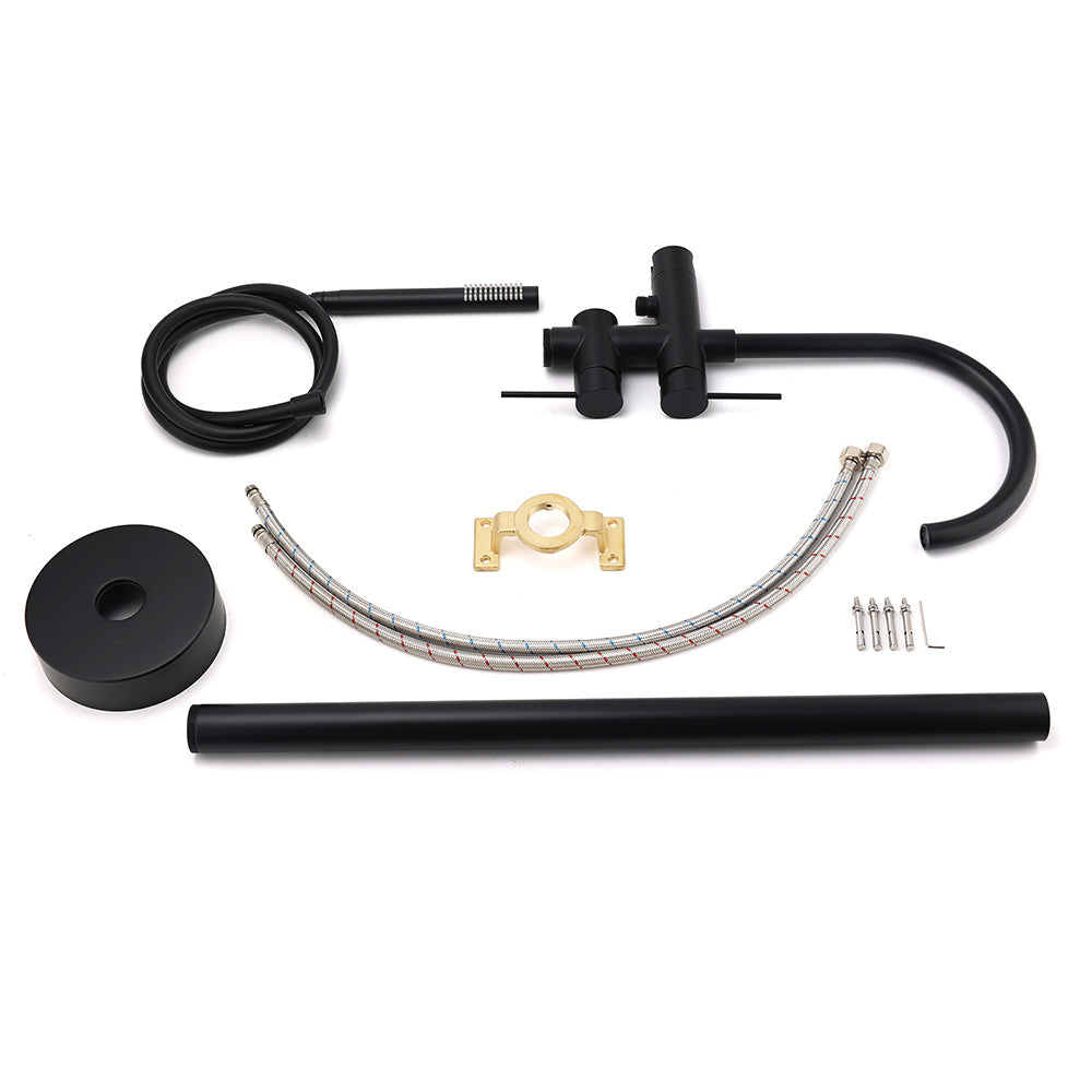 Shower Heads & Screens: WELS Matt Black Bathtub Filler Free Standing Mixer Faucet Tap Spout HandHeld Set