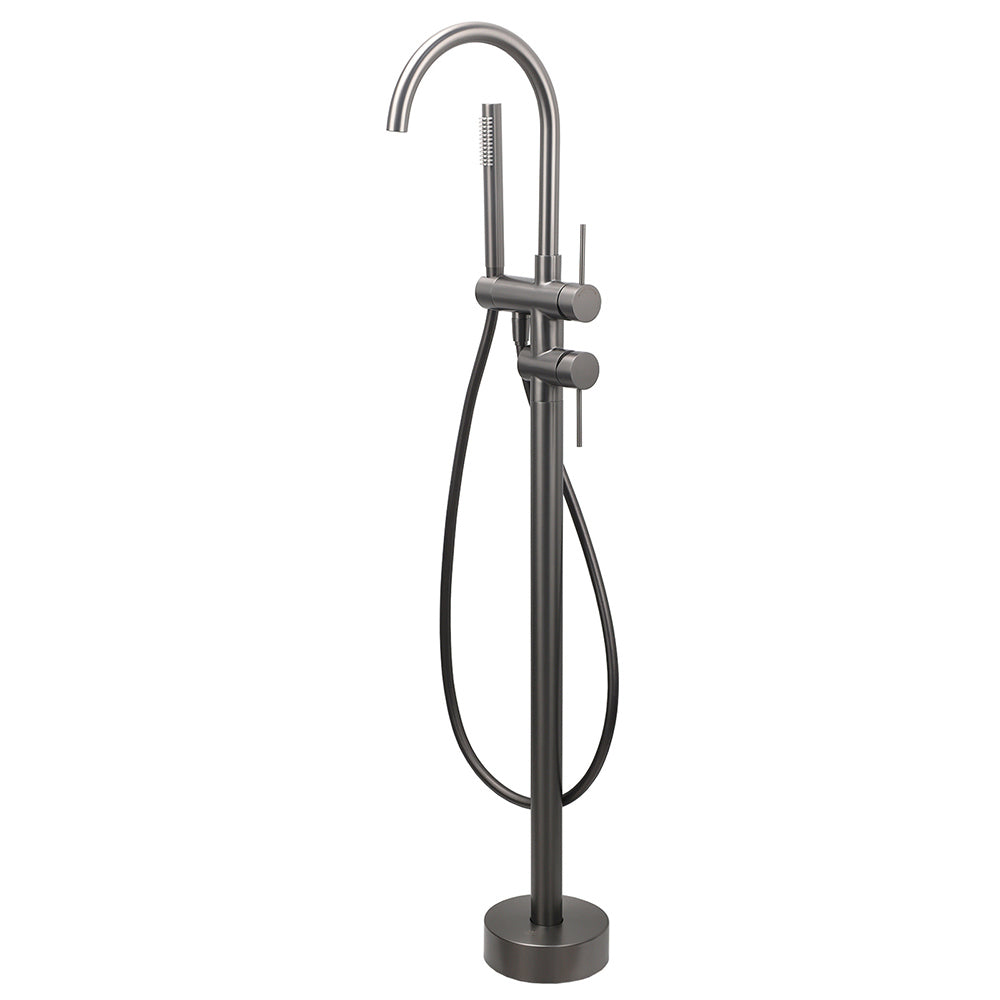 Shower Heads & Screens: Gun Metal Bathtub Mixer Tap Free Standing Faucet Spout With Handheld Shower Set