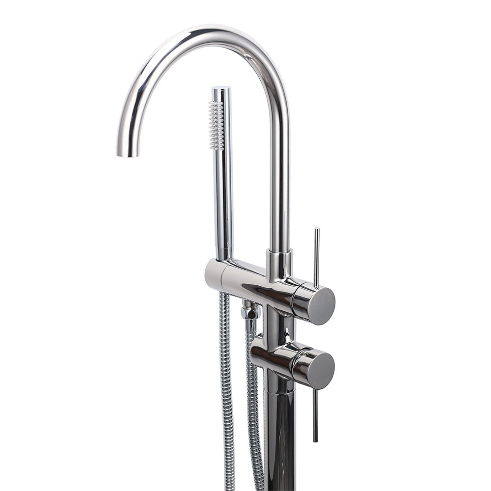 Shower Heads & Screens: Polished Chrome Bathtub Filler Free Standing Mixer Faucet Tap Spout Handset WELS