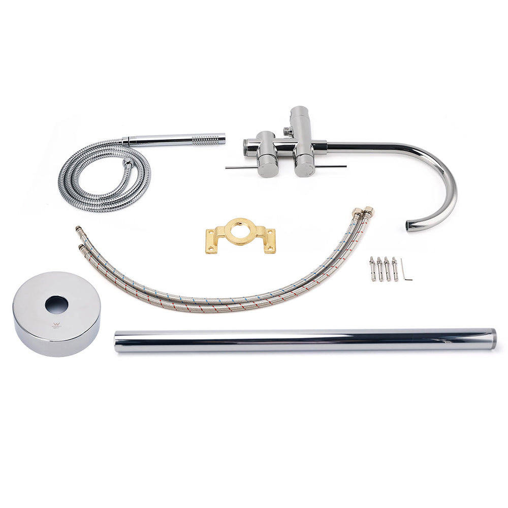 Shower Heads & Screens: Polished Chrome Bathtub Filler Free Standing Mixer Faucet Tap Spout Handset WELS