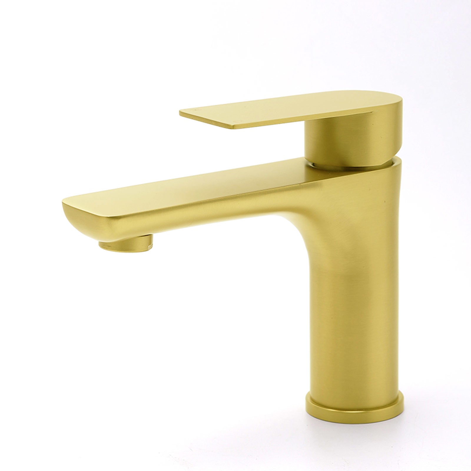 Brushed Gold Round Short Bathroom Vanity Laundry Chrome Basin Mixer Faucet Tap