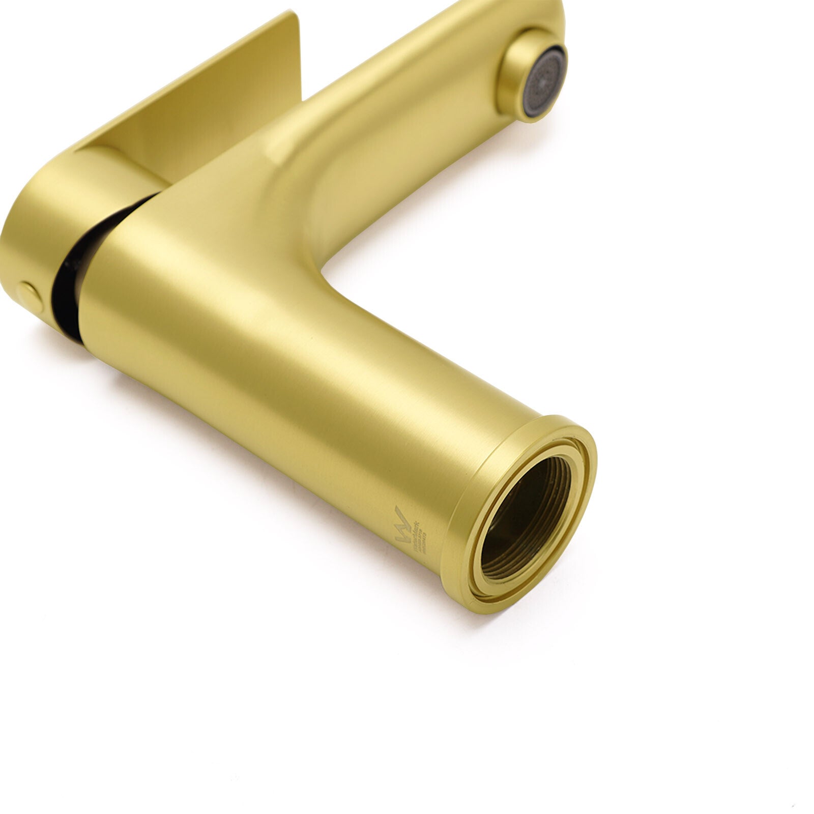 Brushed Gold Round Short Bathroom Vanity Laundry Chrome Basin Mixer Faucet Tap