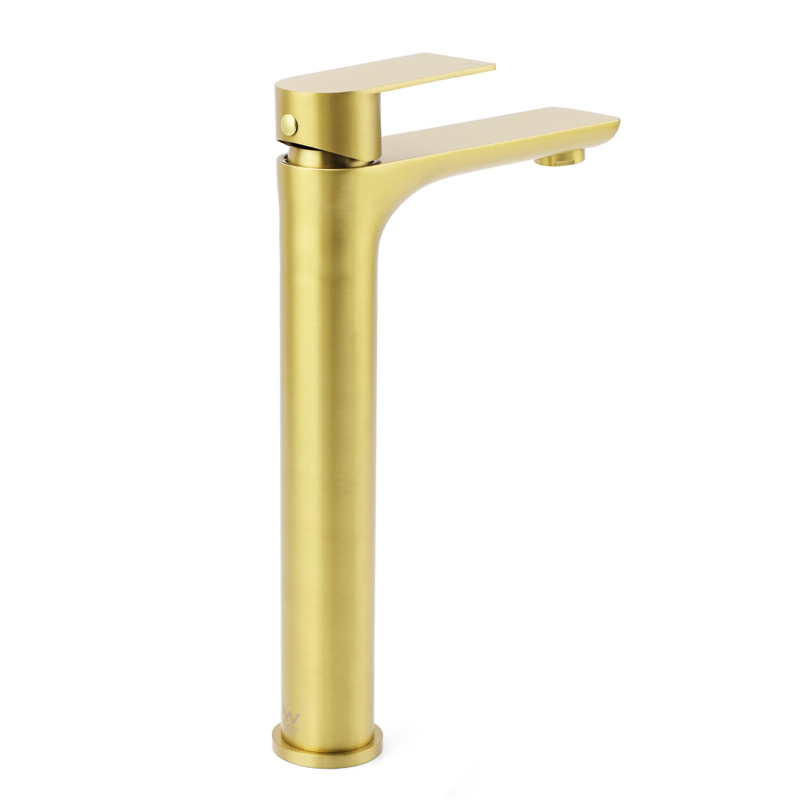 WELS Brushed Gold Round Tall Basin Mixer Bathroom Vanity Faucet Tap Lever Handle