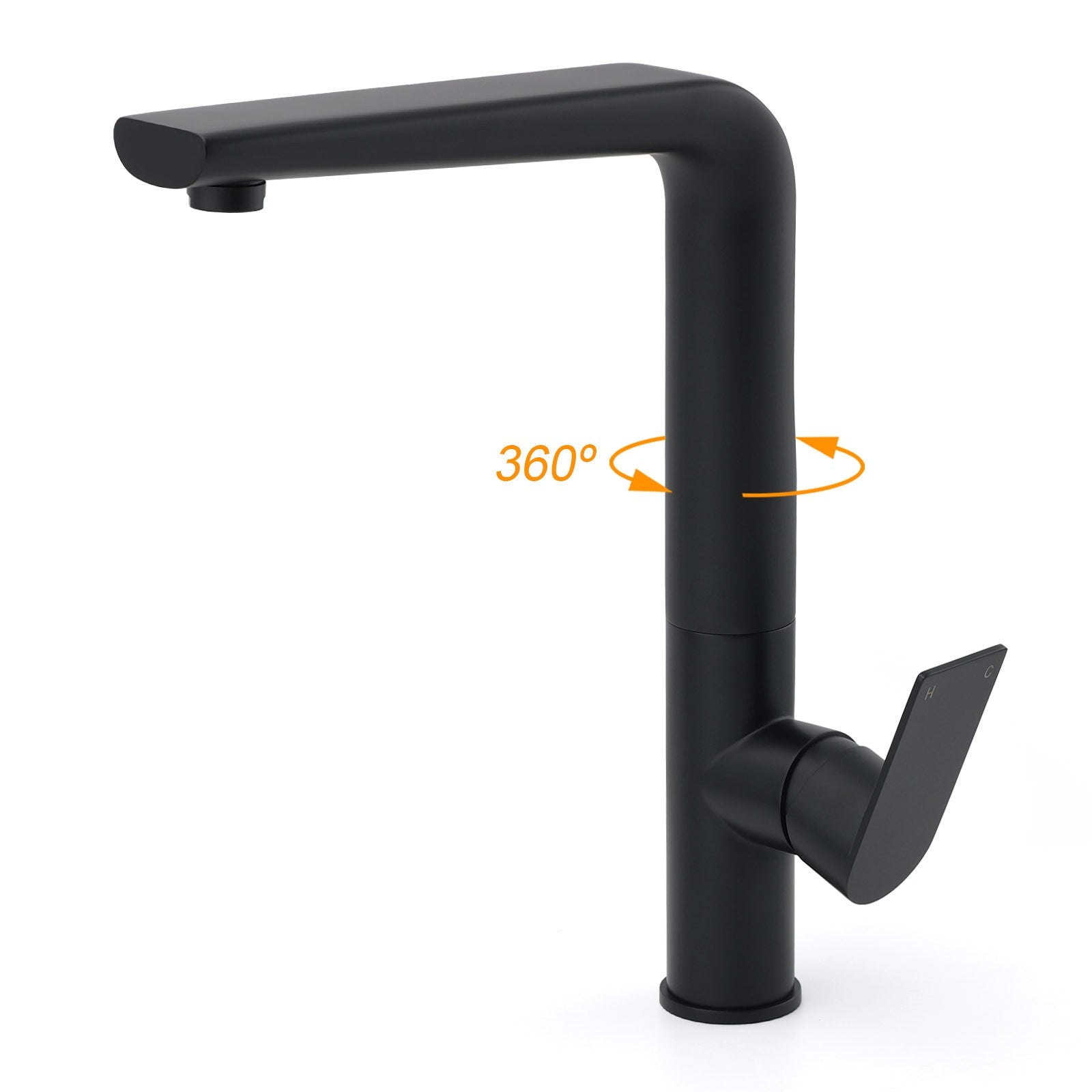 WELS Matte Black Round Kitchen Mixer Sink Tap Swivel Laundry Faucet Spout NEW