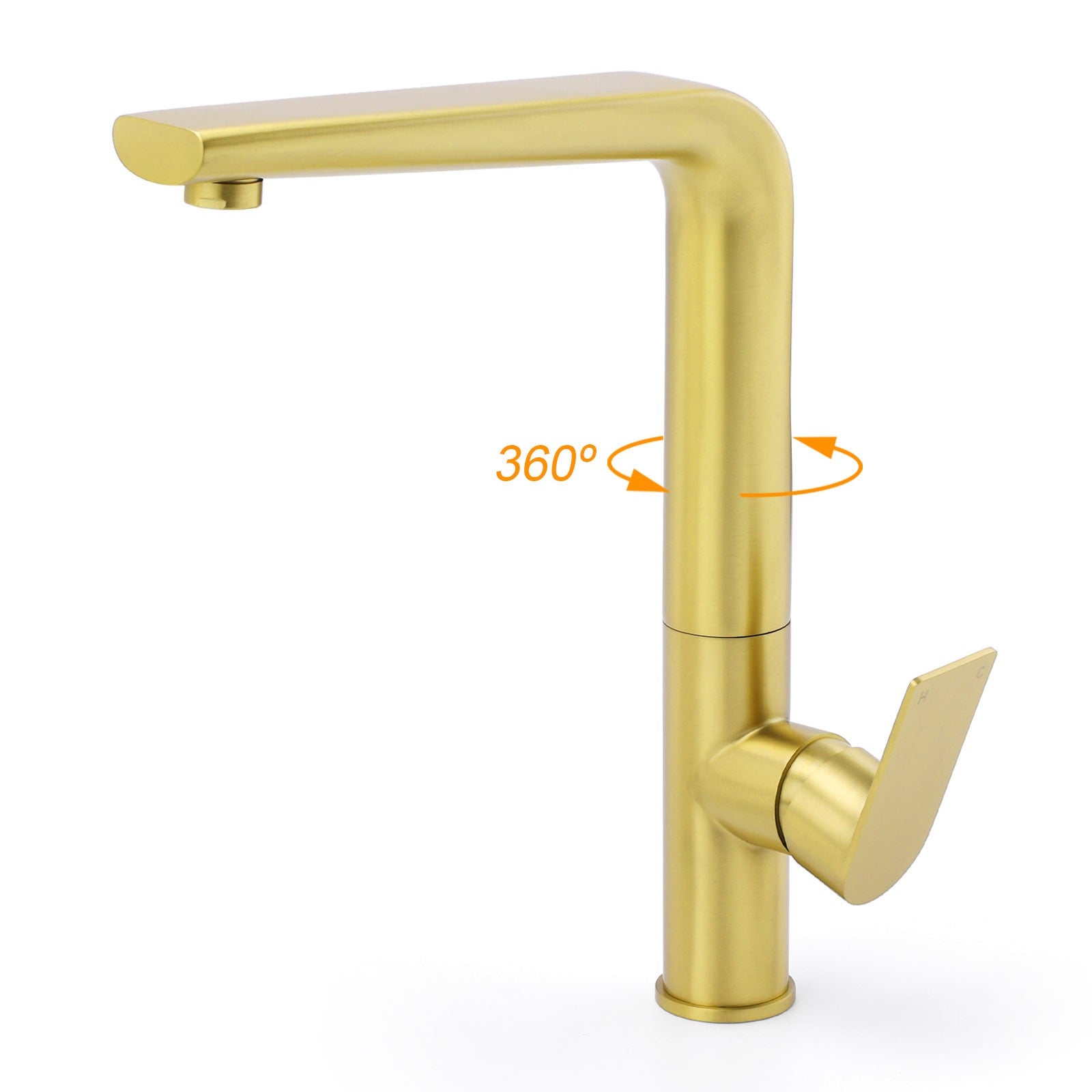 NEW ARRIVAL WELS Brushed Gold Round Kitchen Mixer Sink Tap Laundry Faucet Spout