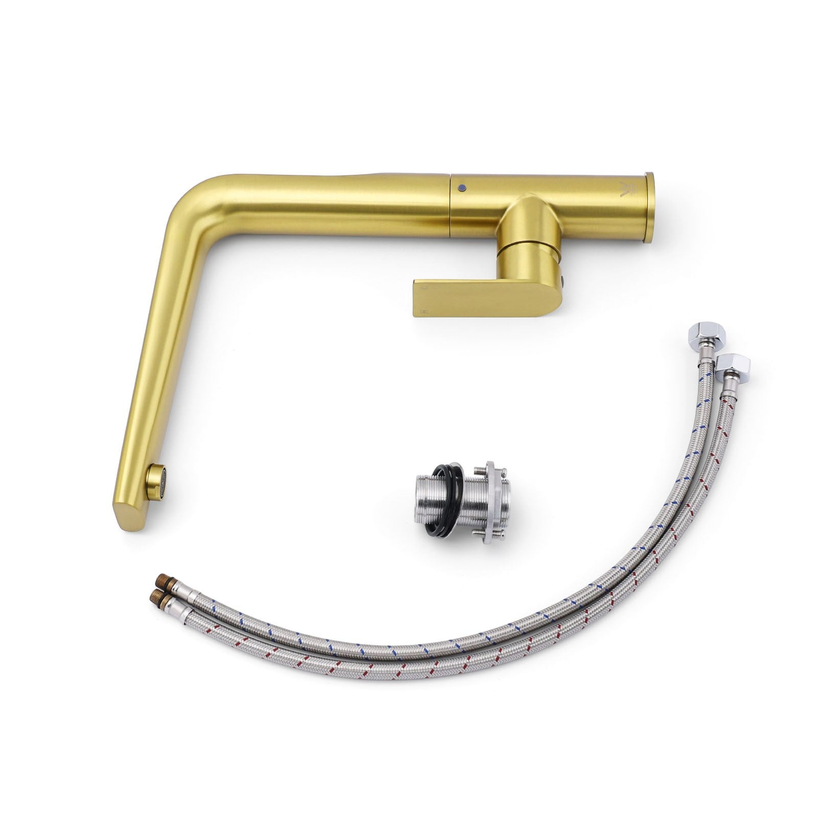 NEW ARRIVAL WELS Brushed Gold Round Kitchen Mixer Sink Tap Laundry Faucet Spout
