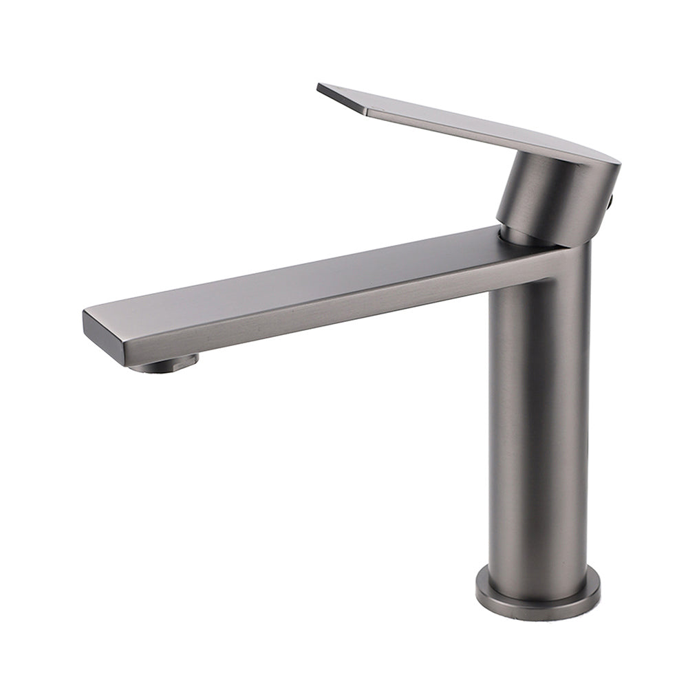 Gun Metal Rounded Square Short Basin Mixer Vanity Sink Faucet Laundry Spout Tap