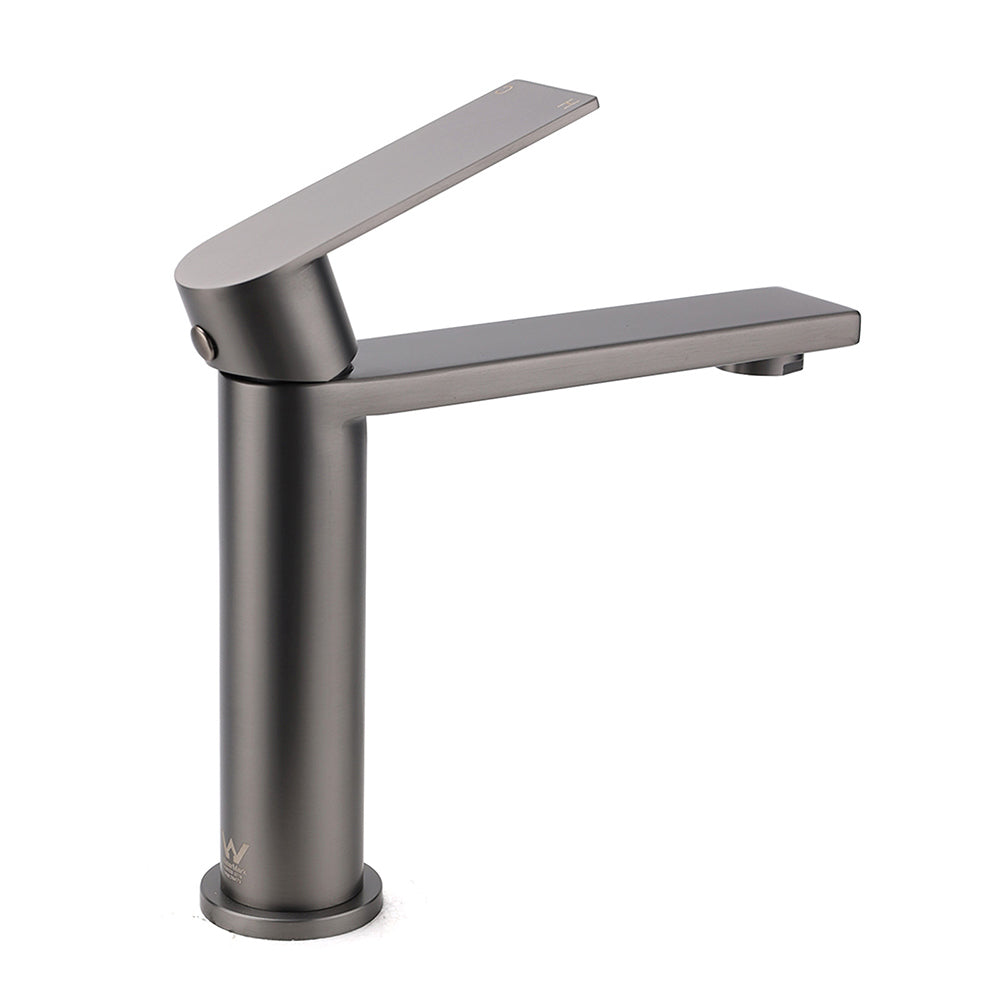 Gun Metal Rounded Square Short Basin Mixer Vanity Sink Faucet Laundry Spout Tap