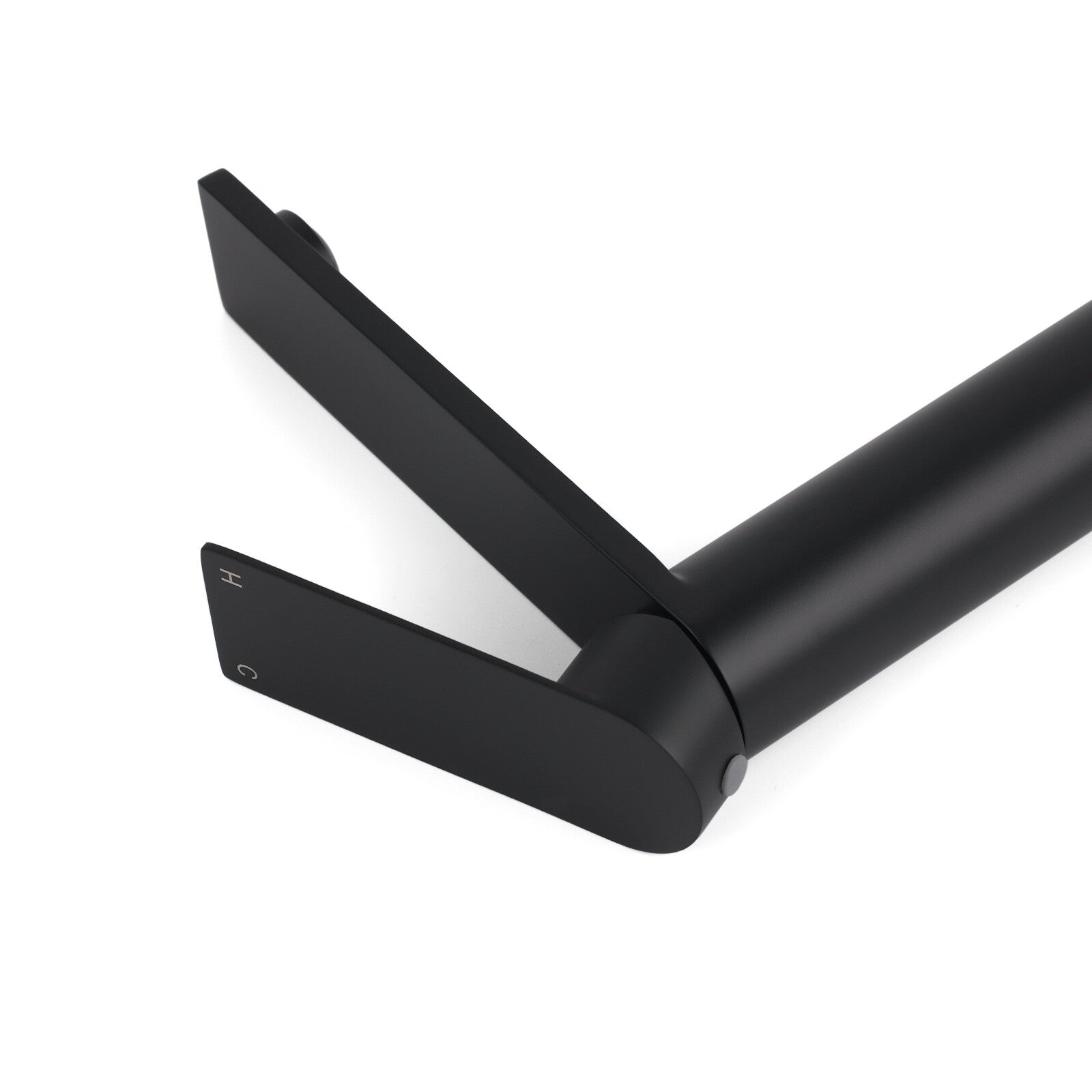 WELS Matt Black Square Tall Flat Lever Handle Basin Mixer Vanity Sink Faucet Spout