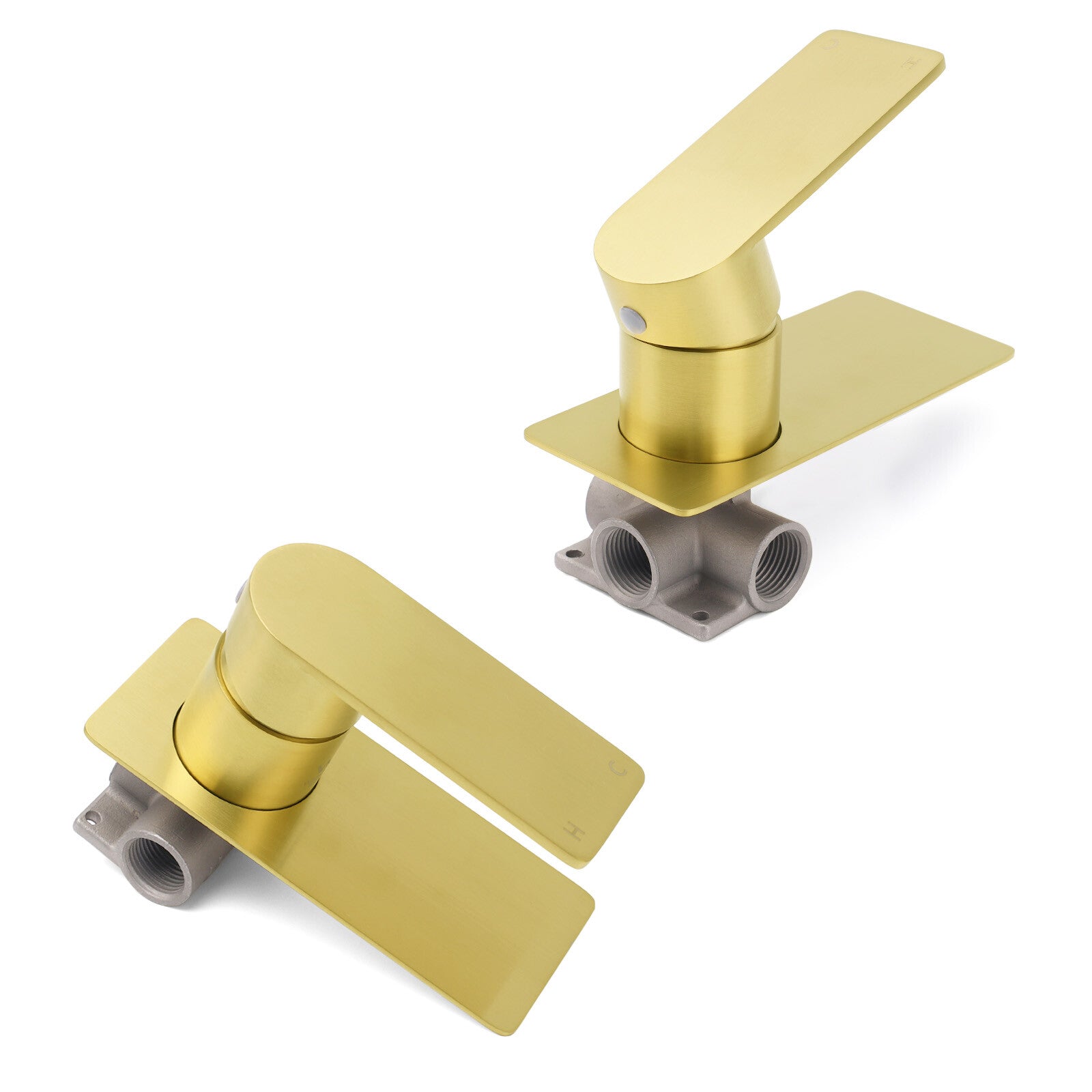 Rectangle Brushed Gold Shower Mixer Hot Cold Tapware Ceramic Cartridge Component