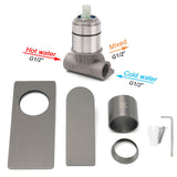 Gun Metal Rectangle Wall Shower Mixer Hot Cold Tap Set Ceramic Cartridge Valve