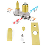 Brushed Gold Bathroom Square Concealed Shower Mixer Diverter Switch Wall Mounnt
