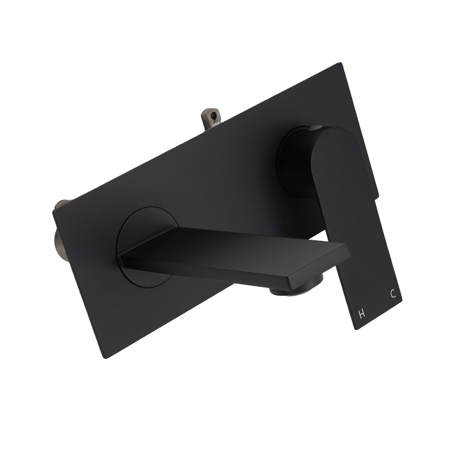 Matte Black Basin Mixer Bathroom Vanity Faucet Wall Mounted Tap Slim Flat Spout