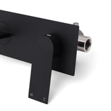 Matte Black Basin Mixer Bathroom Vanity Faucet Wall Mounted Tap Slim Flat Spout