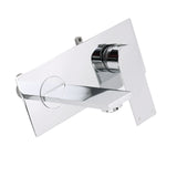 WELS 4.5L/m Chrome Square Wall Mounted Basin Mixer Laundry Faucet Tap Spout Set