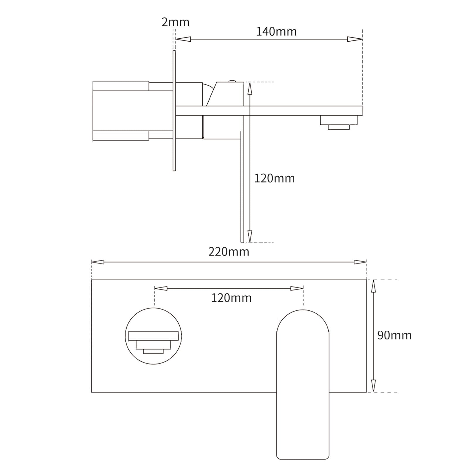 WELS 4.5L/m Chrome Square Wall Mounted Basin Mixer Laundry Faucet Tap Spout Set