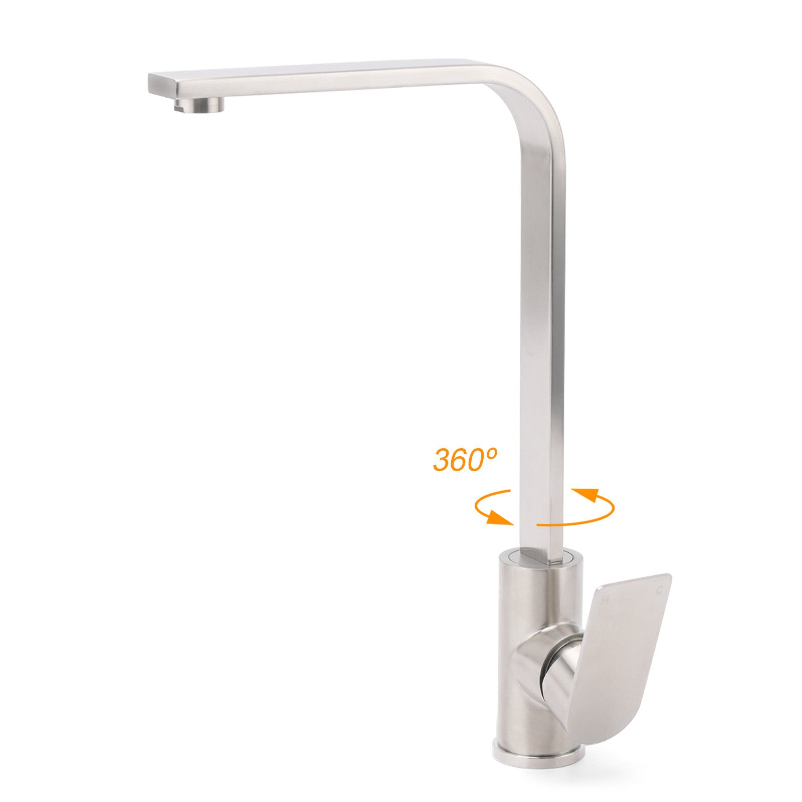 WELS Brushed Nickel Square Kitchen Sink Laundry Mixer 360º Swivel Faucet Tapware
